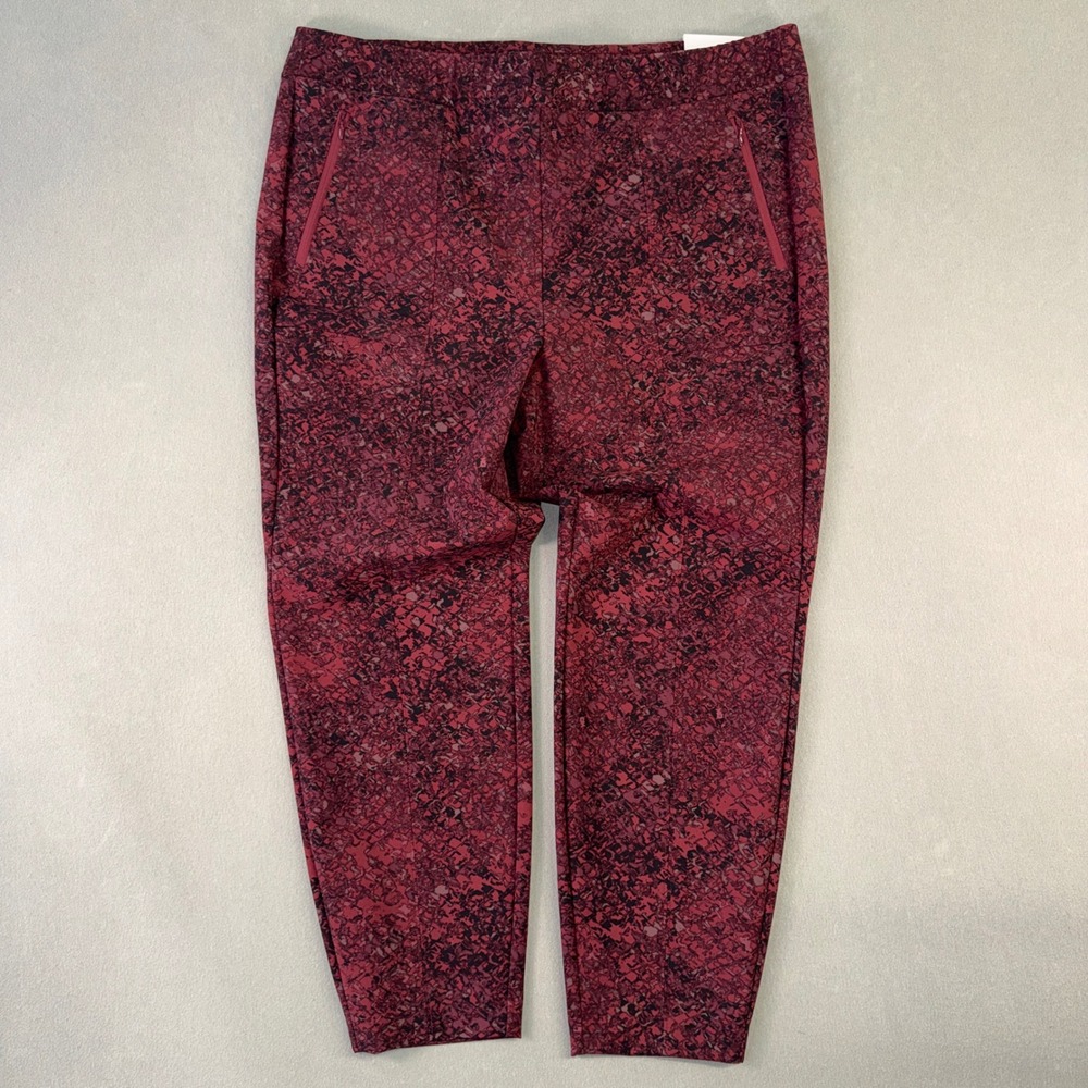 Lane Bryant On-The-Go Ankle Pants Red Black Snakeskin Print Mid-Rise Size 20 NWT